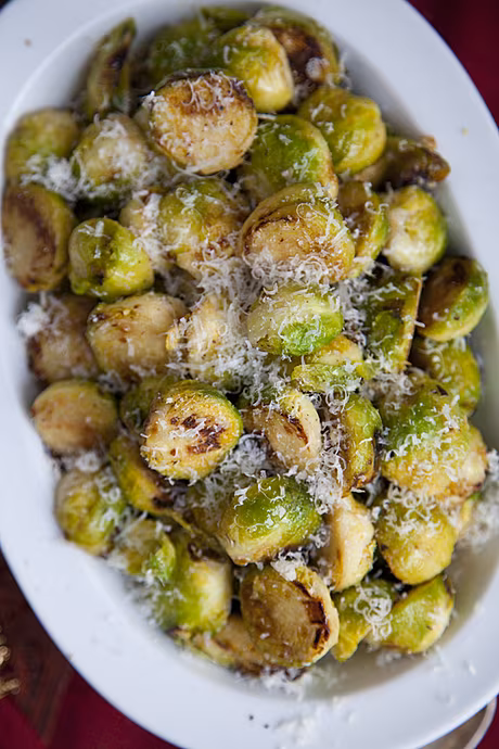 Pan Fried Parmesan Brussel Sprouts | DonalSkehan.com, Perfect side for the christmas table. 