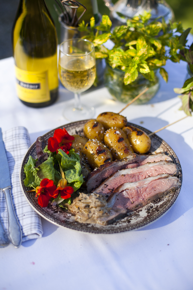 Butterflied Lamb with Yoghurt & Mint with Charred Honey Mustard-Glazed Potatoes | DonalSkehan.com, A lovely Irish inspired lunch or dinner dish. 