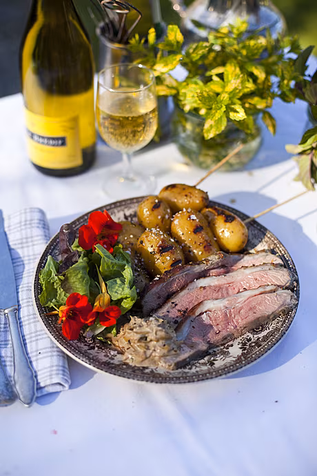 Butterflied Lamb with Yoghurt & Mint with Charred Honey Mustard-Glazed Potatoes | DonalSkehan.com, A lovely Irish inspired lunch or dinner dish. 