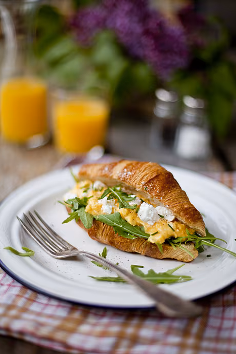 Scrambled Eggs with Goat’s Cheese and Rocket | DonalSkehan.com, Quick & simple weekend brunch. 