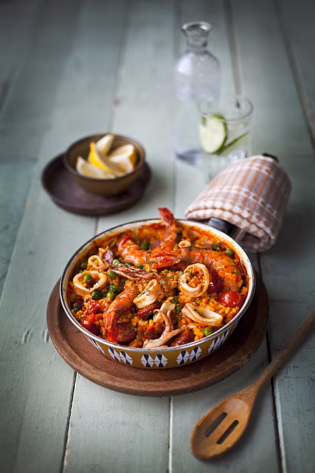 Spicy Seafood Paella | DonalSkehan.com, The taste of summer, best served al fresco with a glass of wine! 