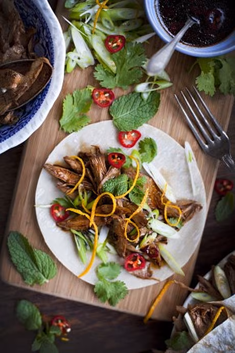 Orange and mint crispy duck rolls | DonalSkehan.com, Delicious starter for a dinner party. 